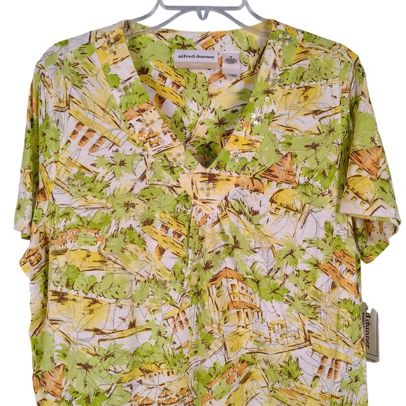 Alfred Dunner Tops - NWT Alfred Dunner Womens 1X Fresh Picked V-Neck Top Tropical Sequin Coastal 1X